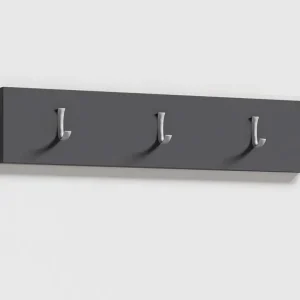 Einfache Kleiderhakenleiste mit drei Haken Zapopan 83, für die Garderobe, Maße: 15 x 50 cm hochwertige Verarbeitung, Farbe: Grafit Aktuell