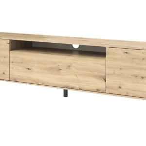 Hängender TV-Schrank / TV-Möbel Zapopan 123, Push-to-open Funktion, ein Kabelloch, Farbe: Eiche Artisan, Maße: 42 x 200 x 40 cm, vier Fächer, modernes Design Neue Ware