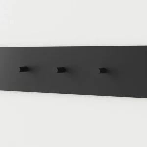 Kleiderhakenleiste mit drei Haken Valtierrilla 06, Farbe: Schwarz, schlichtes Design, für die Garderobe, Maße: 19 x 70 cm Wochenendangebot