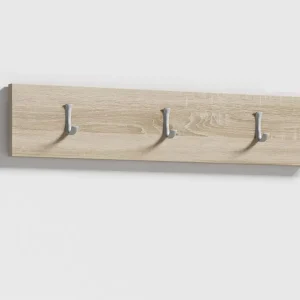 Kleiderhakenleiste im einfachen Design Zapopan 84, drei Haken, für die Garderobe, Maße: 15 x 50 cm, hochwertige Verarbeitung, Farbe: Eiche Sonoma Solange Der Vorrat Reicht