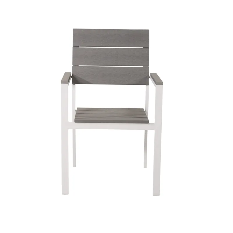 Aktuell VENTURE DESIGN Levels Gartenstuhl, mit Armlehnen – graues Aintwood und weißes Aluminium