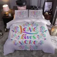 Abverkauf Love Lives Here Bettwasche Set Kissenbezuge 80x80 Anpassbar Bettbezug 135x200