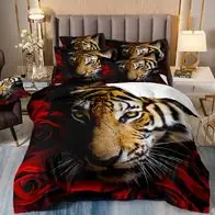 10 Anpassbar Bettwasche Set Leopard Lowe Tiger Bettdeckenbezug Kissenbezuge80x80 Sonderangebot