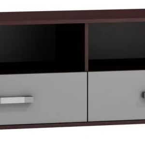 TV-Unterschrank Tabubil 09, Farbe: Wenge / Grau - Abmessungen: 48 x 135 x 48 cm (H x B x T) Sichere Zahlung