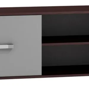 TV-Unterschrank Tabubil 15, Farbe: Wenge / Grau - Abmessungen: 48 x 138 x 48 cm (H x B x T) Rabatt