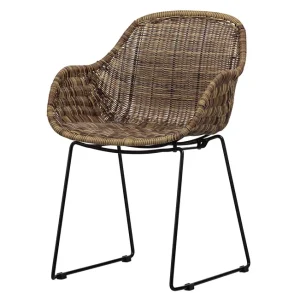 WOOOD EXCLUSIVE Weiden-Gartenliege mit Armlehnen – natürliches Polyrattan und Metall Top-Angebot