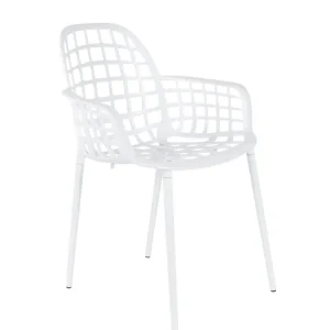 ZUIVER Albert Kuip Gartenstuhl, m. Armlehnen, stapelbar - Weißaluminium Zertifiziert