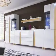 Zertifiziert Wohnwand MARCO 6 - Hochglanz, Schrankwand, Möbelset