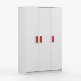 Jetzt Bestellen 1,2 Meter breiter Kleiderschrank / Drehtürenschrank | Weiß | 9 Fächer | 192 x 120 x 50 cm | Kleiderstange | Holzgriffe | Smolikas 120 | 3 Türen