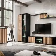 Wohnwand Cameron ZHJ SET mit Lamellen Led Beleuchtung und Push - Click System Garantierte Lieferung