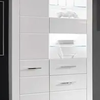 Zertifiziert Vitrine Vitrinenschrank weiß Hochglanz Wohn Esszimmer Schrank 100x198 cm Carrara