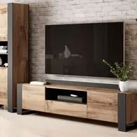 Aktuell Wohnzimmer-Set Wood II Komplett Modern TV-Lowboard Vitrine Wohnmöbel M24