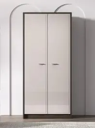 Kleiderschrank / Drehtürenschrank Mackenzie 01 | Farbe: Eiche Dunin / Kaschmir Hochglanz | Maße: 89 x 52 x 195 cm | Griffe: Metall | 2 Türen | 1 Kleiderstange Sichere Zahlung