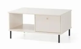 Mega-Angebot Couchtisch | 1 Schublade | Farbe: Beige mit Holzstruktur | eine Ablagefläche | Maße: 97 x 65 x 47,5 cm | Beine & Griffe: Metall | für Wohnzimmer