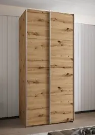 Kleiderschrank / Schiebetürenschrank | 245,5 x 110 x 64 cm | 6 Fächer | Soft-Close-Funktion | 2 Kleiderstangen | 6 Einlegeböden | Farbe: Eiche Artisan Top-Angebot