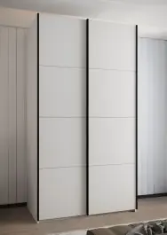 Schnäppchen Kleiderschrank / Schiebetürenschrank | 6 Fächer | 245,5 x 140 x 65 cm | 6 Einlegeböden | 2 Kleiderstangen | 2 Schiebetüren | Farbe: Weiß | Soft-Close