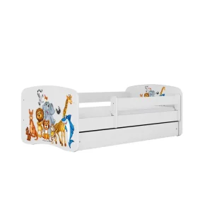 Zertifiziert KOCOT KIDS Bett babydreams weiße Tiere mit Schublade mit Matratze 160/80