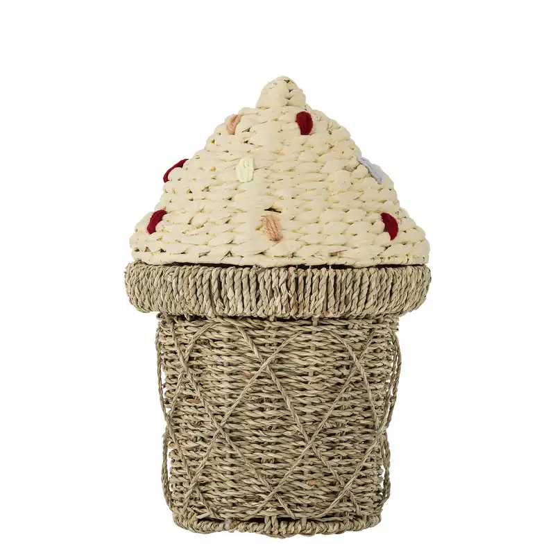 Zertifiziert BLOOMINGVILLE MINI Cillie Korb mit Deckel, Natur, Seegras (T28xH41 cm)