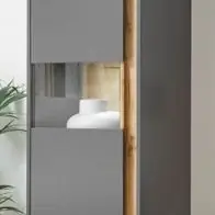 Aktuell Vitrine Vitrinenschrank grau Eiche Wohnzimmer Esszimmer Schrank 50 x 197 Center