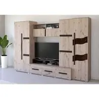 Wohnwand Sabrino mit Kleiderschrank Anbauwand Wohnzimmer-Set TV Schrank LED Versand Am Gleichen Tag