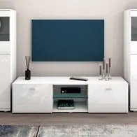 Wohnwand "Scala" Lowboard TV Board Möbel Vitrine Fernsehwand Weiß Hochglanz Sichere Zahlung