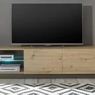 Abverkauf TV-Lowboard Fernseher Unterschrank 188 cm Eiche Artisan grau Unterteil Board Louna
