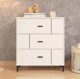 Bestseller Kommode | Farbe: Opak Weiß | Griffe & Beine: Schwarz | 3 Schubladen | ABS-Kanten | Maße: 80 x 40 x 90 cm | attraktives Design