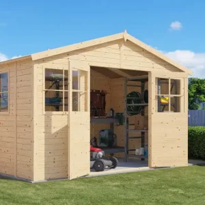 Gartenhaus Freital 01, Naturbelassen, 3,5 x 2,3 Meter, Satteldach, Elementbauweise, Holz-Gerätehaus, einfacher und schneller Aufbau, klassisches Design Schnäppchen