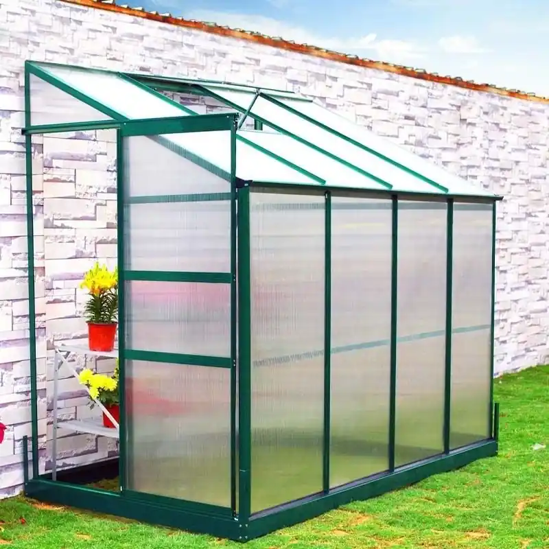 Garantierte Lieferung Anlehngewächshaus Paprika 02, Abmessungen: 245 x 124 x 221 cm  (L x B x H), Farbe: Grün