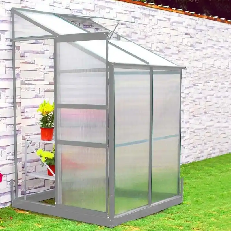 Online Kaufen Anlehngewächshaus Paprika 01, Abmessungen: 125 x 124 x 221 cm  (L x B x H), Farbe: Silber