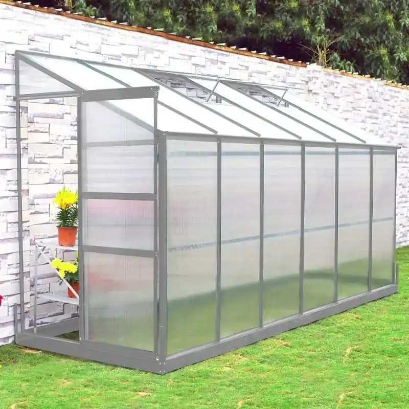 Neue Ware Anlehngewächshaus Paprika 03, Abmessungen: 365 x 124 x 221 cm (L x B x H), Farbe: Silber