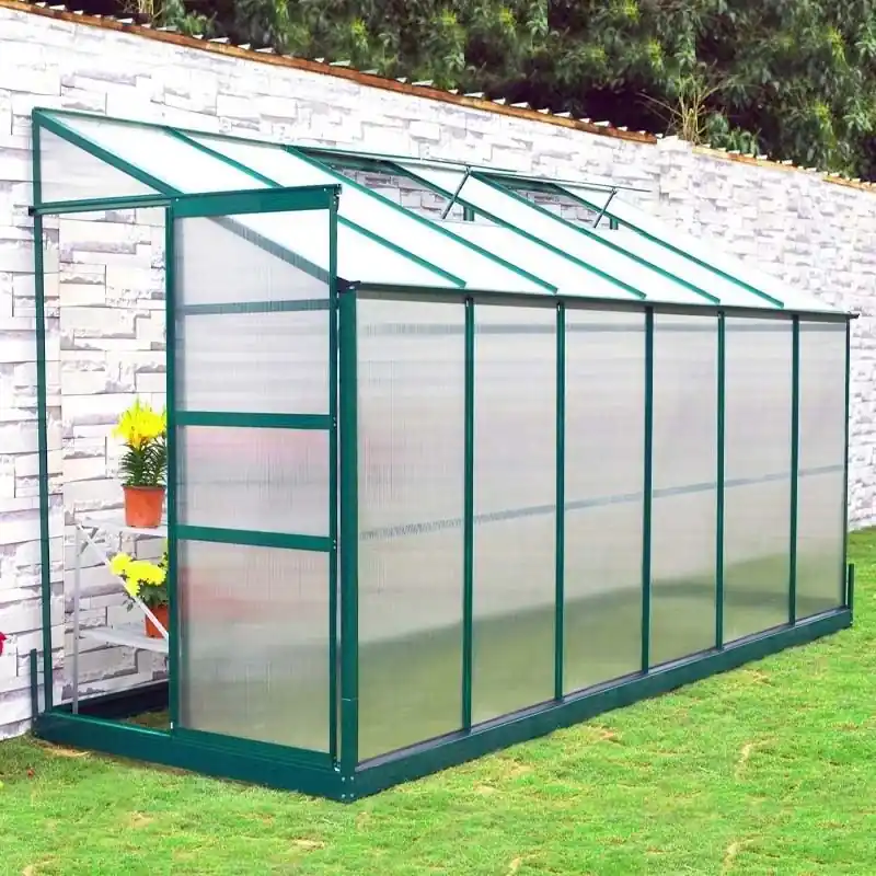 Anlehngewächshaus Paprika 03, Abmessungen: 365 x 124 x 221 cm (L x B x H), Farbe: Grün Online Kaufen