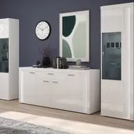 Wohnwand Wohnzimmer Set Vitrinen Sideboard Schrankwand inkl Beleuchtung Sunroof Mega-Angebot