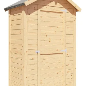 Abverkauf Elementgartenhaus inkl. Fußboden, Natur, Gerätehaus, 1,21 x 0,63 Meter, Satteldach, Einzeltür aus Massivholz