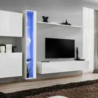 Anbauwand Wohnwand Wohnzimmer Schrankwand SWITCH XVI Hochglanz PVC PushClick Led Beliebt