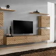 Anbauwand Wohnwand Schrankwand SWITCH IV Wotan mit Lamellen Hochglanz Push Click Online Kaufen