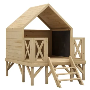 Billig Kinderspielhaus Abenteuerwald inkl. Fußboden, Farbe: Natur - Abmessungen: 184 x 202 cm