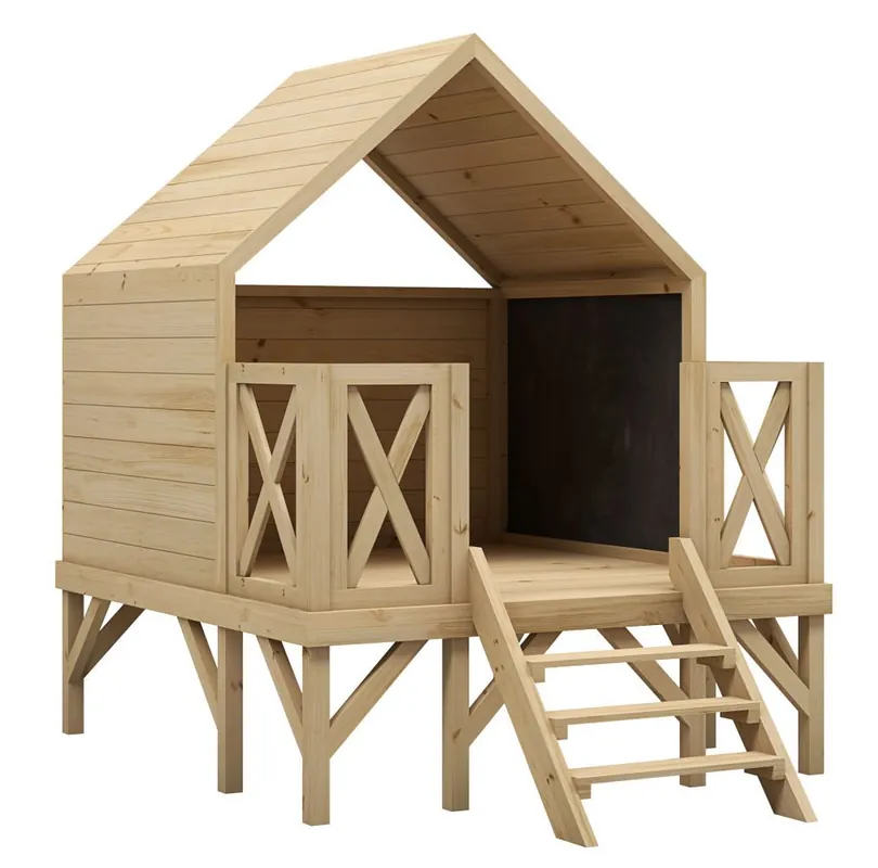 Billig Kinderspielhaus Abenteuerwald inkl. Fußboden, Farbe: Natur - Abmessungen: 184 x 202 cm