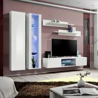 Anbauwand Wohnwand Schrankwand FLY O4 mit Hochglanz und Led Beleuchtung Knallerangebot