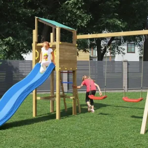 Jetzt Bestellen Spielturm / Kletterturm Anton inkl. Doppelschaukel und Wellenrutsche FSC®