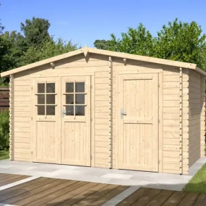 Gartenhaus Landtraum 01 - 28 mm Blockbohlenhaus, Grundfläche: 7,33 m², Satteldach Echt