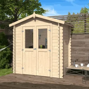 Blockbohlen Gartenhaus 19 mm Bludenz inkl. Massivholzdach und Dachpappe L193 x B180 Top-Preis