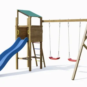Spielturm Anton inkl. Doppelschaukel und Wellenrutsche FSC® Solange Der Vorrat Reicht