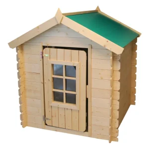 Heißes Angebot Spielhaus Happy Park Grün - 1,05 x 1,05 Meter aus 13 mm Blockbohlen