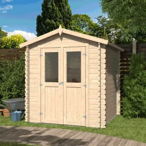 Blockbohlen Gartenhaus 19 mm Wegscheid inkl. Massivholzdach und Dachpappe - L: 212 cm x B: 198 cm Kostenfreie Lieferung