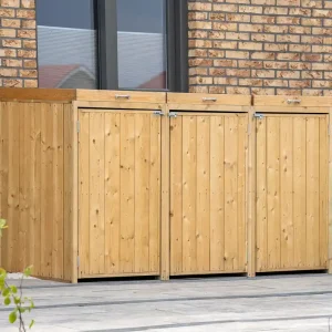 Aktuell Mülltonnenbox Escondite Triple - Abmessung: 80 x 215 x 118 cm (L x B x H)