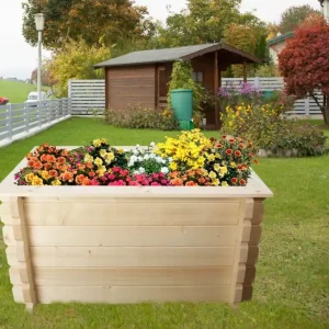 Begrenztes Angebot Hochbeet Gartenfreude aus Blockbohlen - Sockelmaß: 148 x 98 cm, Bohlenstärke: 44 mm