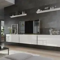 Wohnwand VEX 6 Anbauwand Mediawand Weiß Schwarz Hochglanz TV Möbel Set Schrank Markenprodukt