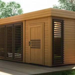 Gartensauna Karakum 40 mm, Außenmaße (B x T): 400 x 200 cm - Farbe: Eiche / Anthrazit Top-Angebot