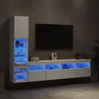 Abverkauf vidaXL 4-tlg. Wohnwand mit LED-Beleuchtung Weiß Holzwerkstoff